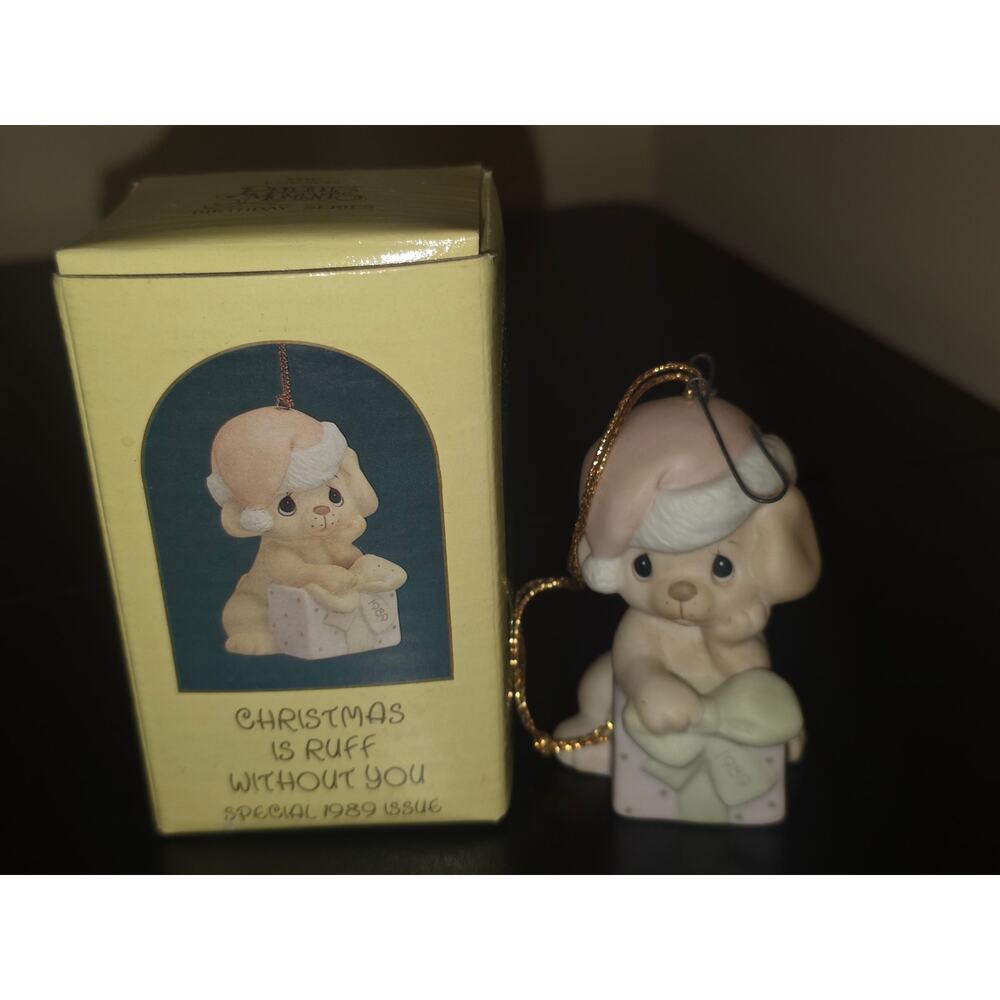 Enesco Precious Moments 520462 Christmas Is Ruff Without You Dog‎ Ornament 1989
